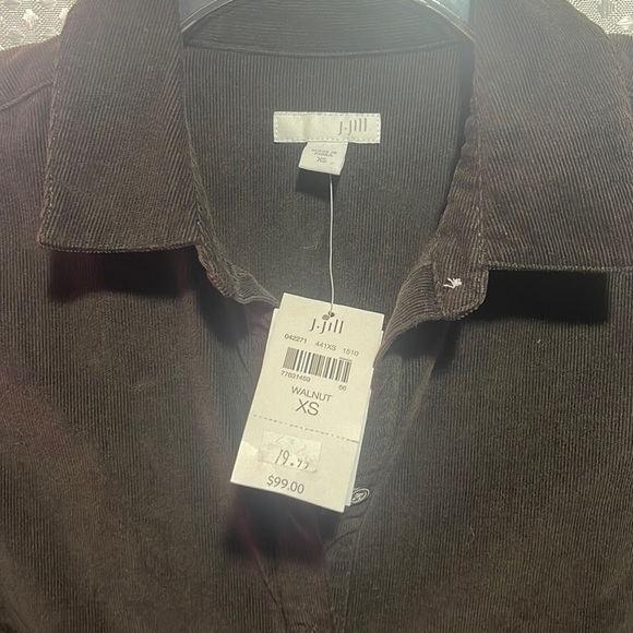 new $99 J Jill XS Corduroy Dress brown walnut Button Up down - Picture 3 of 4